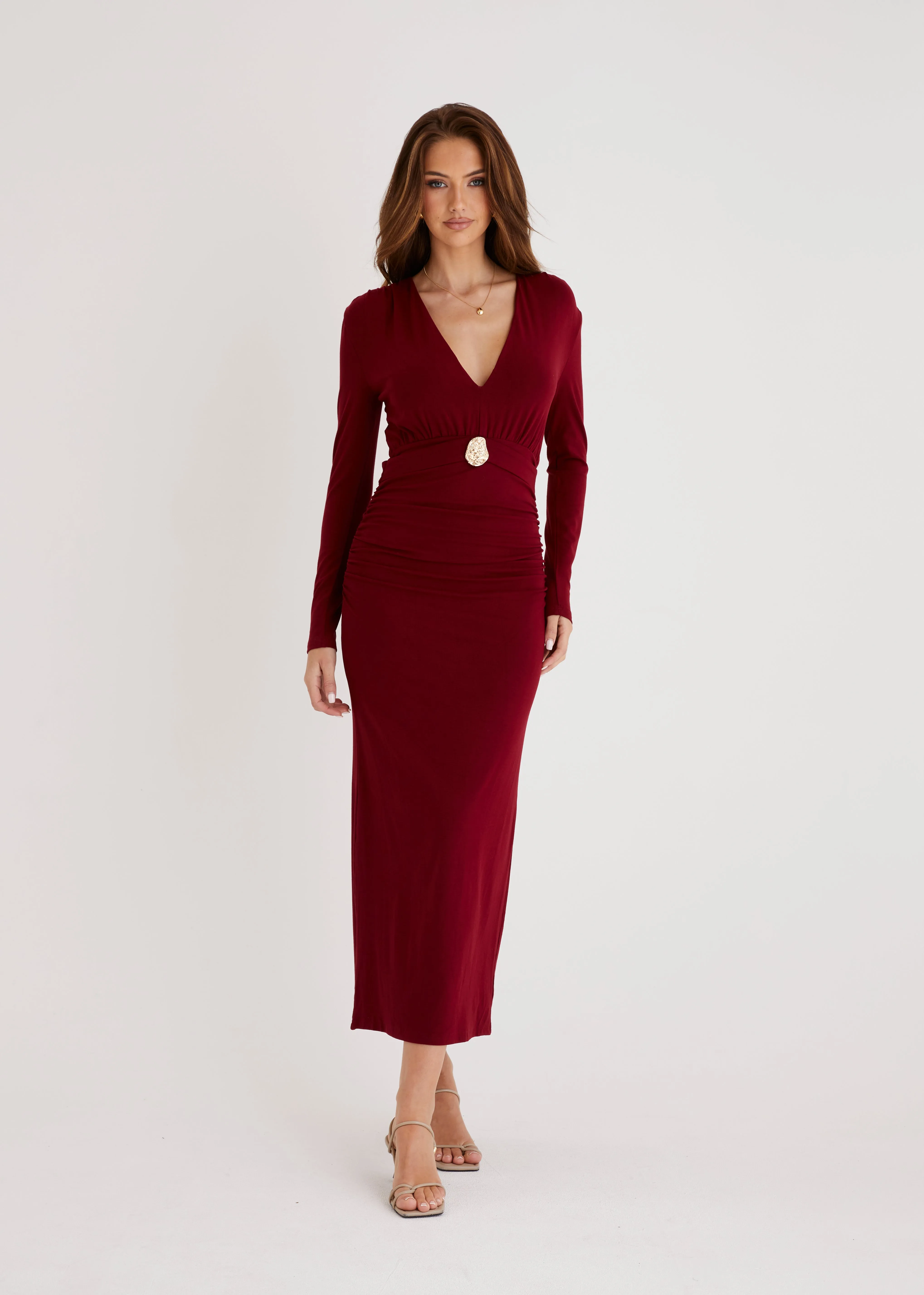Alysse Midi Dress - Wine sold by Gingham & Heels product image thumbnail 4