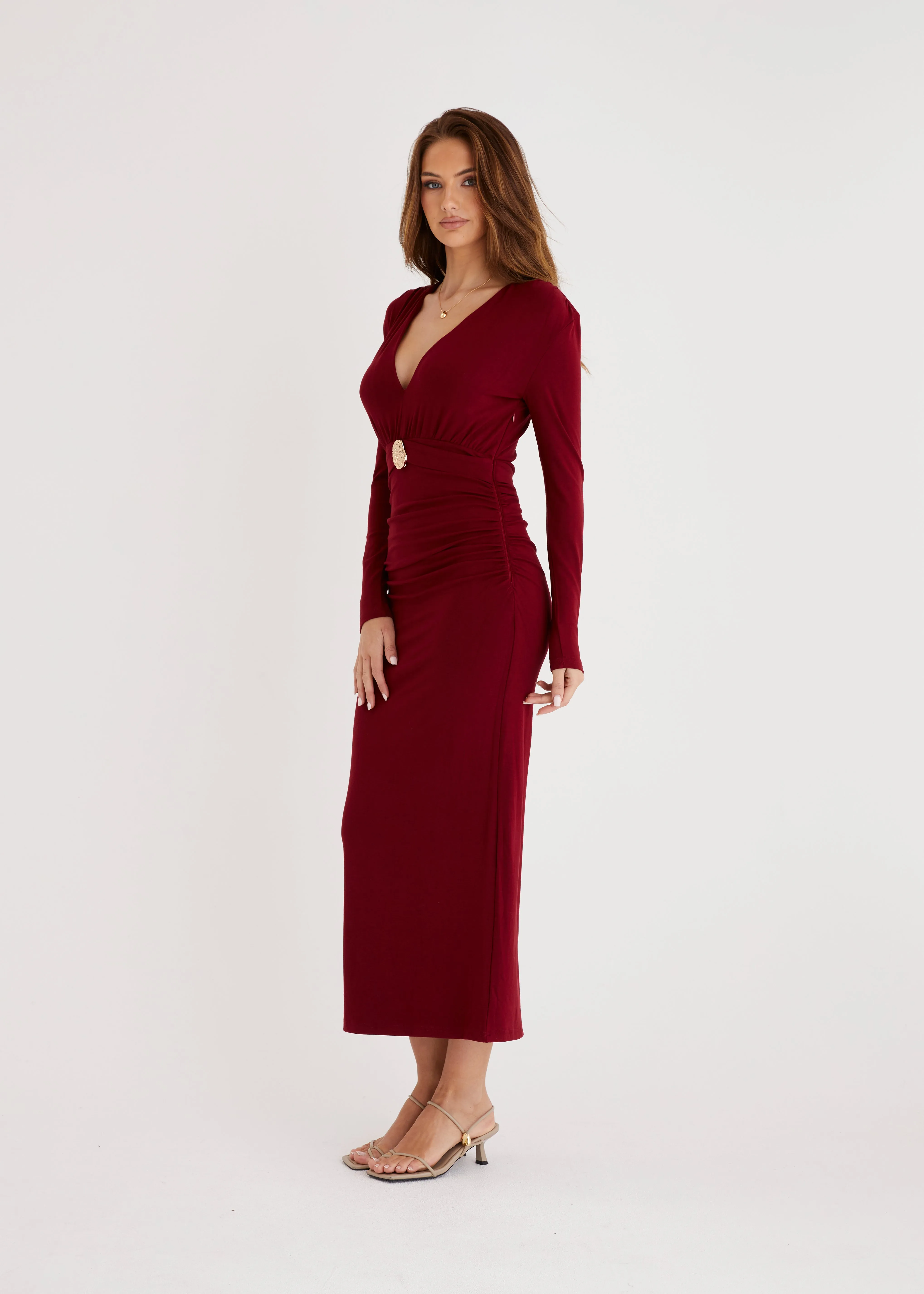 Alysse Midi Dress - Wine sold by Gingham & Heels product image thumbnail 5