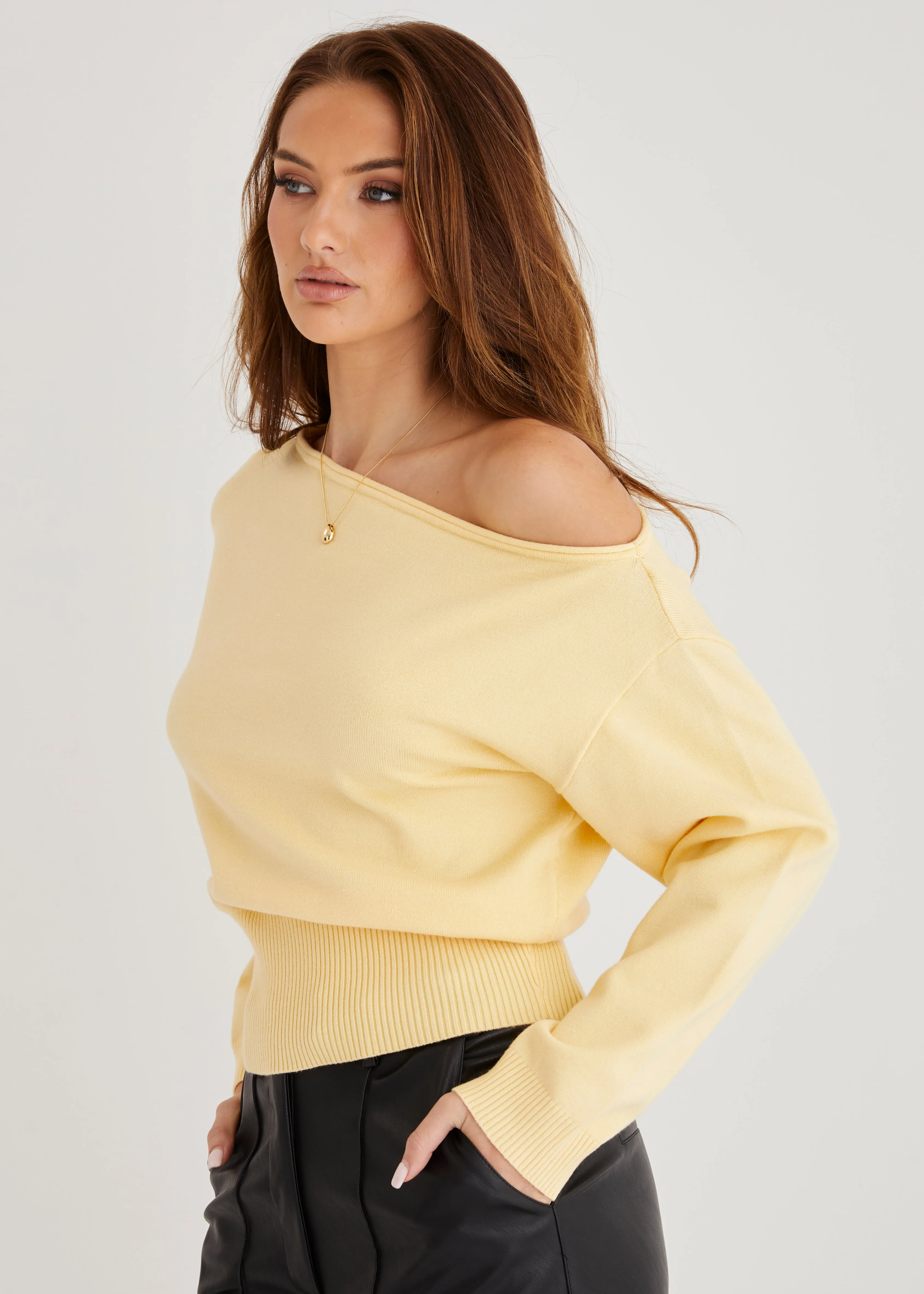 Ally Drop Shoulder Knit Top - Lemon sold by Gingham & Heels product image thumbnail 3