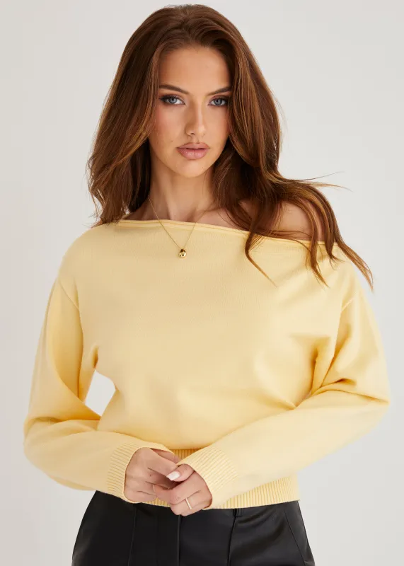 Ally Drop Shoulder Knit Top - Lemon sold by Gingham & Heels