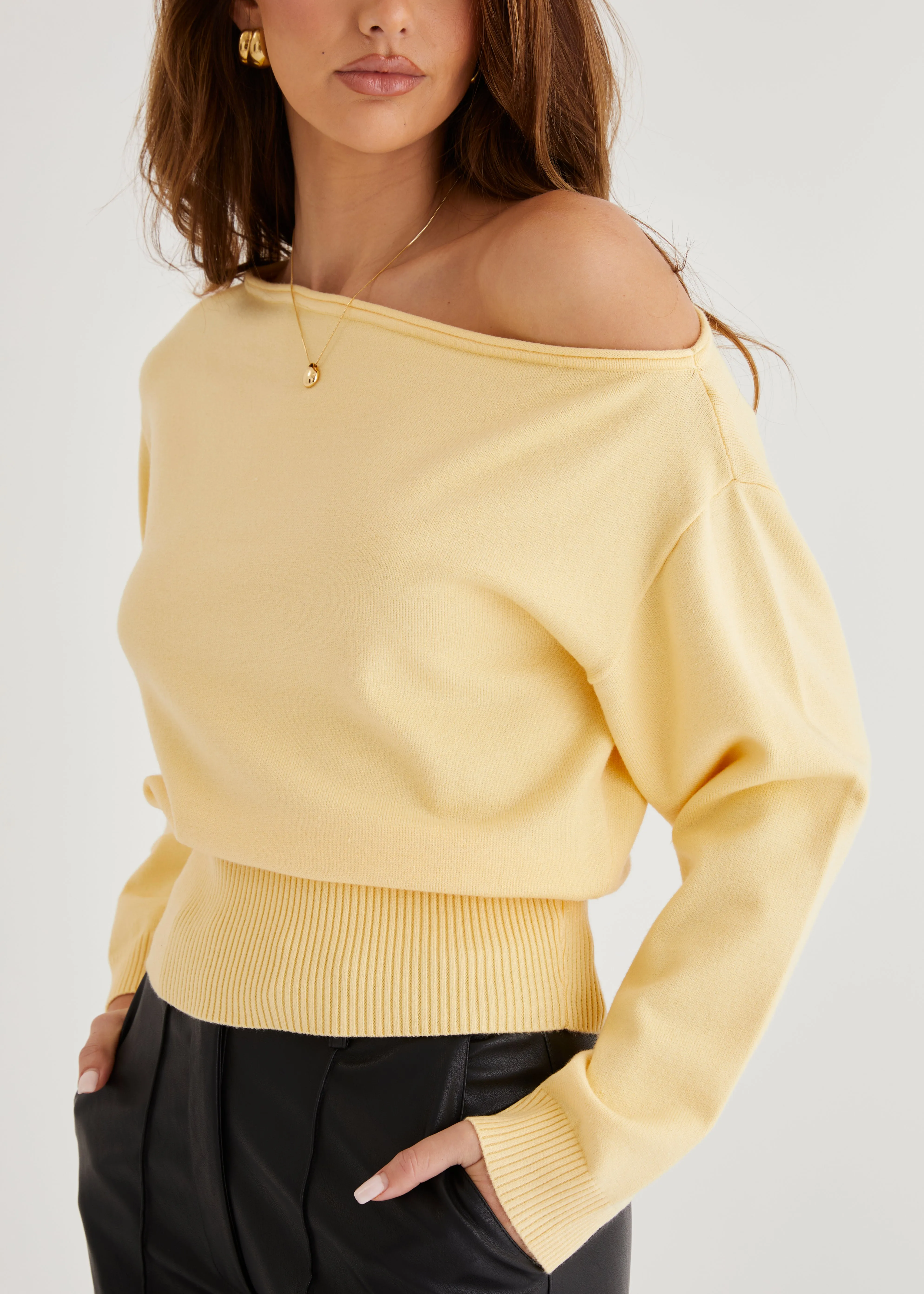 Ally Drop Shoulder Knit Top - Lemon sold by Gingham & Heels product image thumbnail 5