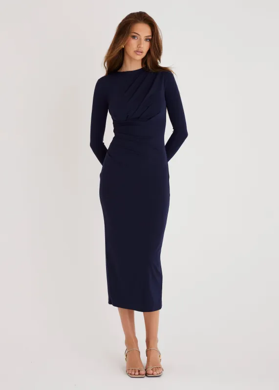 Midas Midi Dress - Navy sold by Gingham & Heels