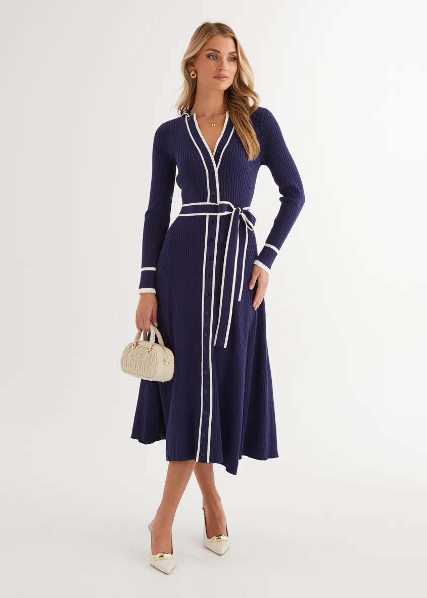 Adah Knit Midi Dress - Navy sold by Gingham & Heels product image thumbnail 2