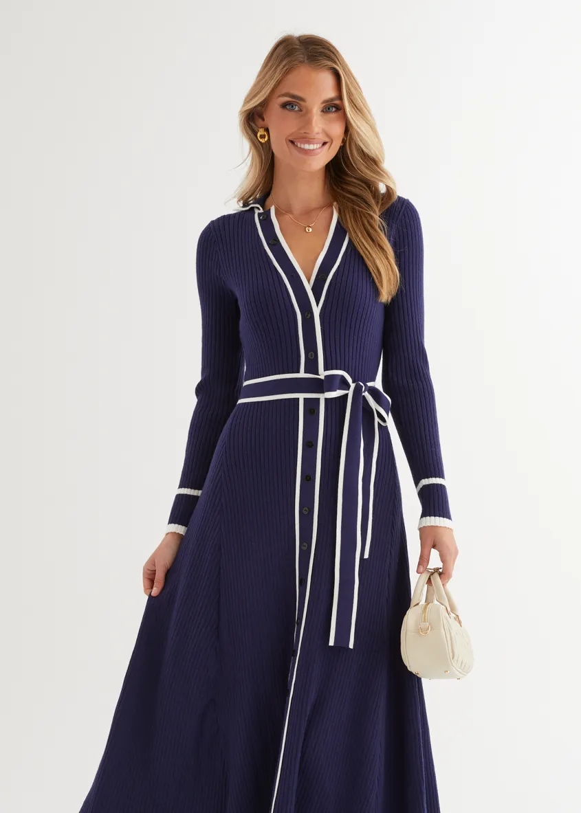 Adah Knit Midi Dress - Navy sold by Gingham & Heels product image thumbnail 3