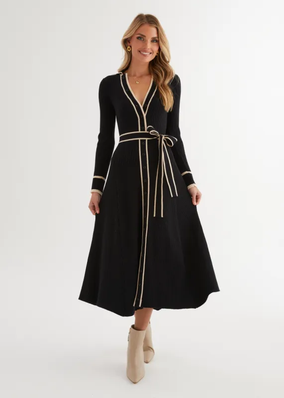 Adah Knit Midi Dress - Black sold by Gingham & Heels