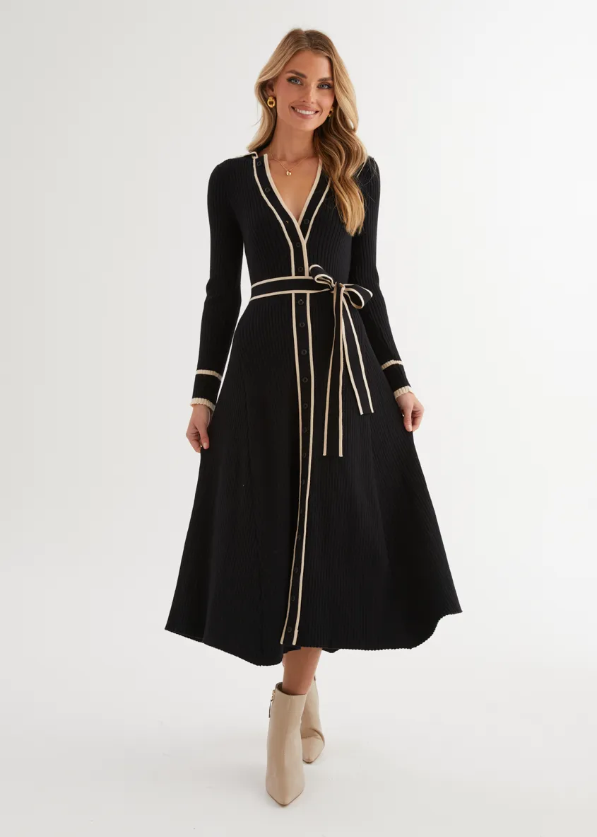 Adah Knit Midi Dress - Black sold by Gingham & Heels