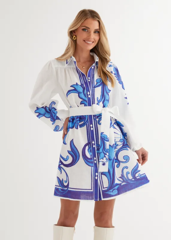 Nicoletta Dress - Blue Zayna sold by Gingham & Heels