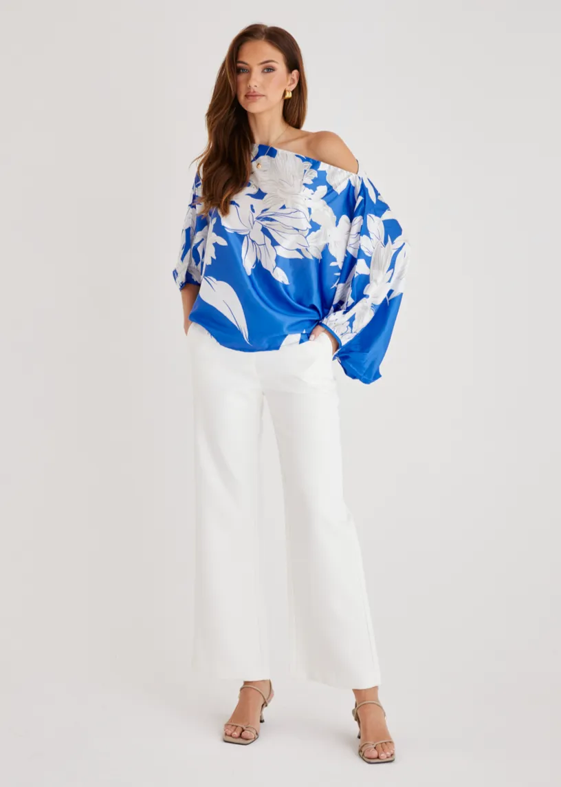 Maui Off Shoulder Top - Blue Floral sold by Gingham & Heels product image thumbnail 2