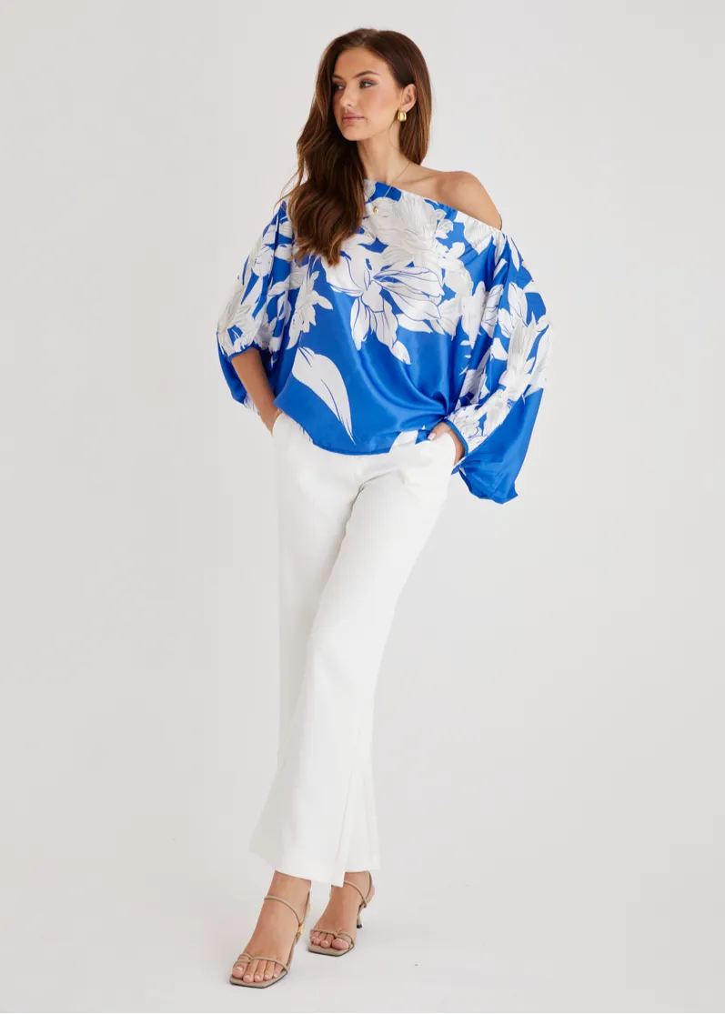 Maui Off Shoulder Top - Blue Floral sold by Gingham & Heels product image thumbnail 3
