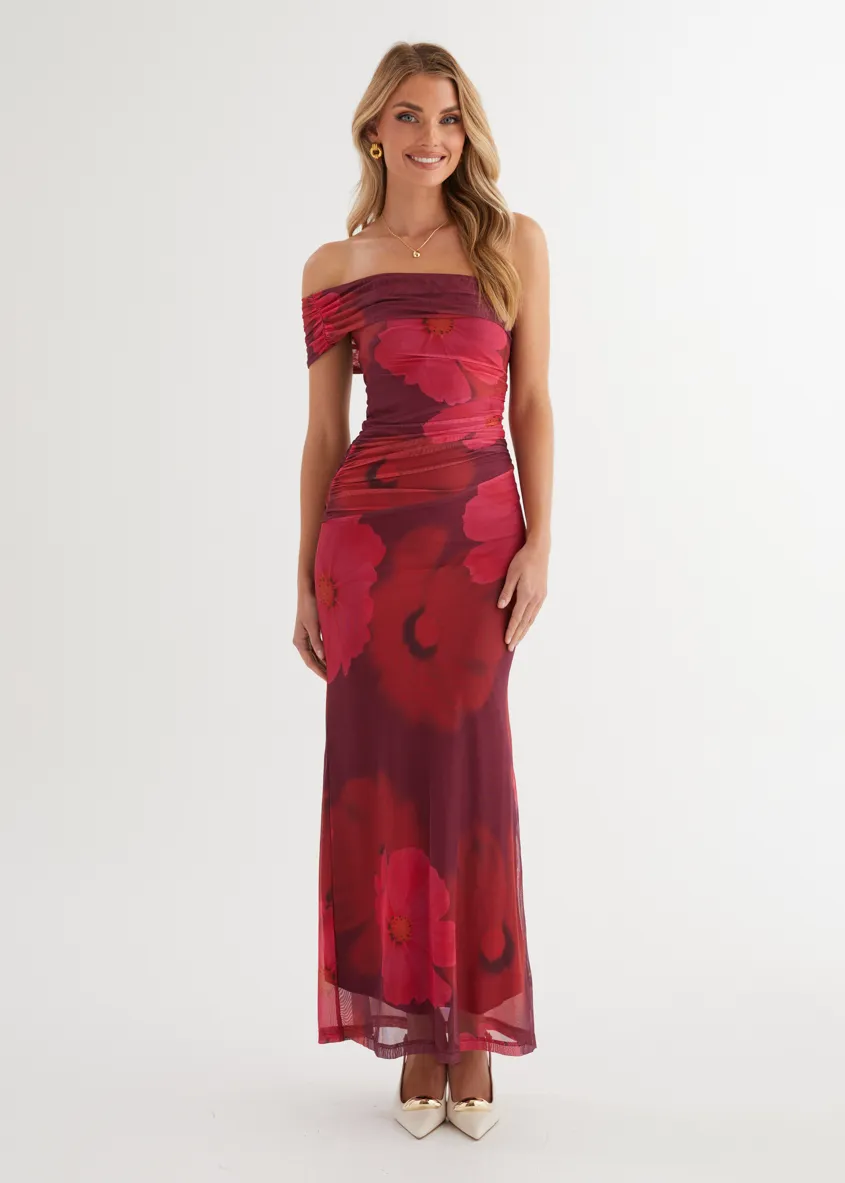 Allina Mesh Maxi Dress - Plum Floral sold by Gingham & Heels product image thumbnail 3