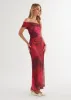 Allina Mesh Maxi Dress - Plum Floral sold by Gingham & Heels