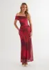 Allina Mesh Maxi Dress - Plum Floral sold by Gingham & Heels