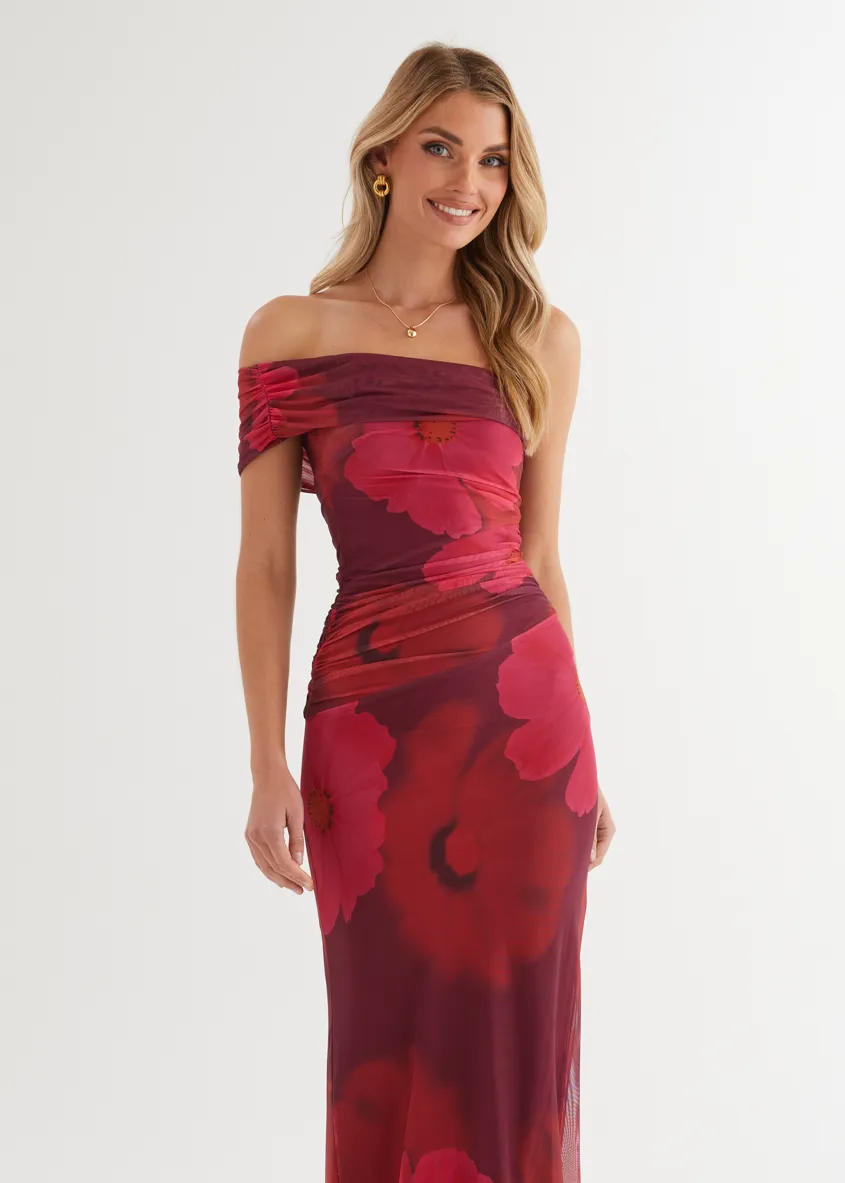 Allina Mesh Maxi Dress - Plum Floral sold by Gingham & Heels product image thumbnail 2