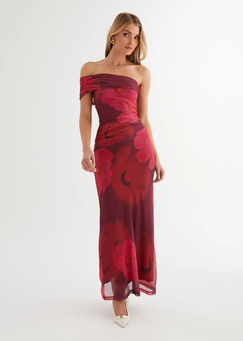 Allina Mesh Maxi Dress - Plum Floral sold by Gingham & Heels product image thumbnail 4
