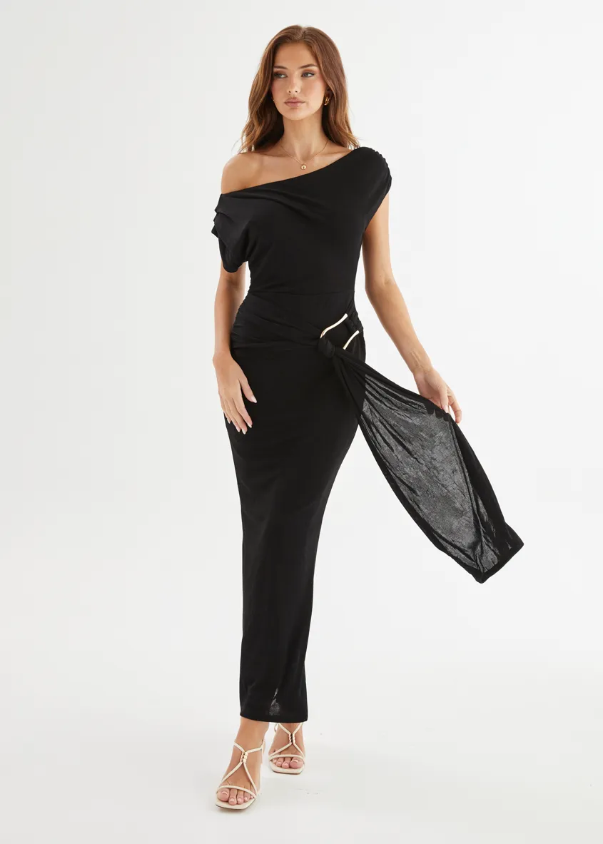 Chantelle Drop Shoulder Maxi Dress - Black sold by Gingham & Heels product image thumbnail 4