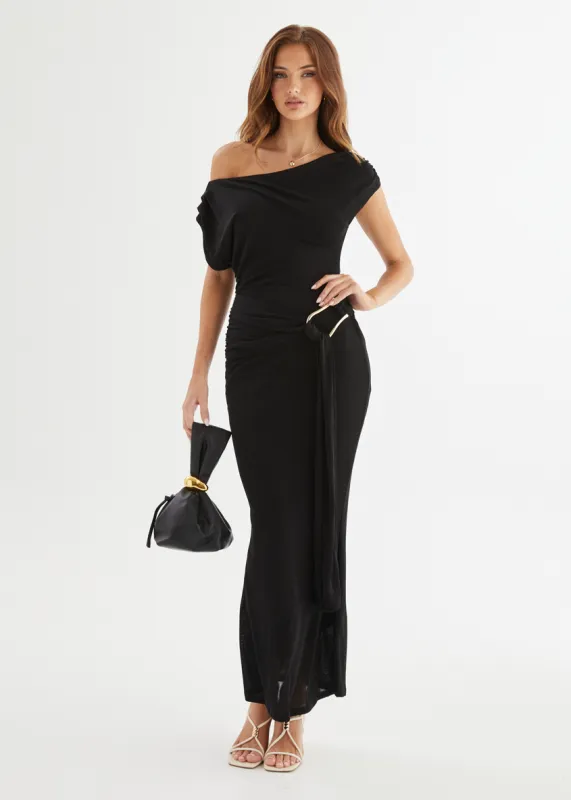 Chantelle Drop Shoulder Maxi Dress - Black sold by Gingham & Heels