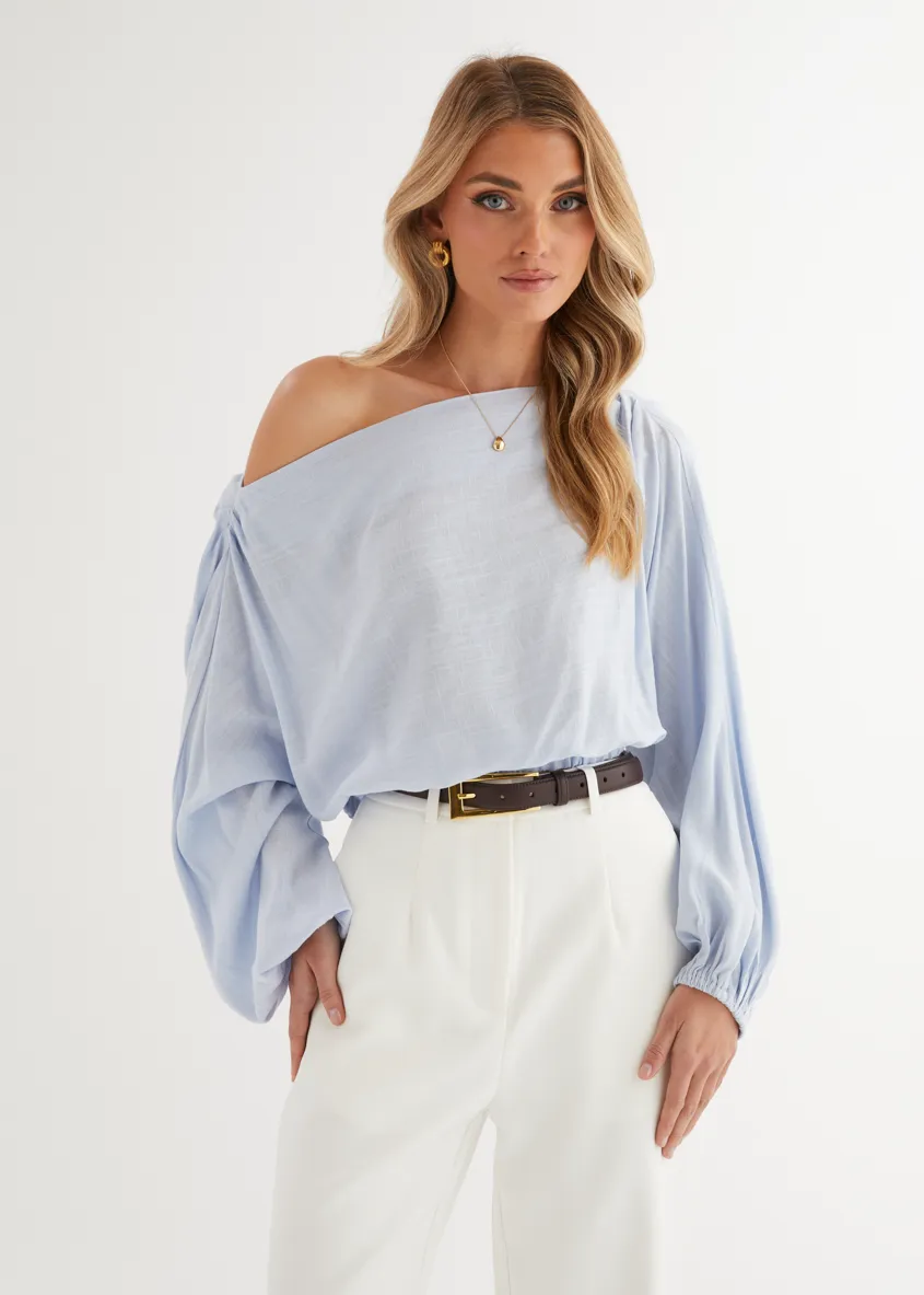 Marlowe Drop Shoulder Top - Light Blue sold by Gingham & Heels product image thumbnail 2