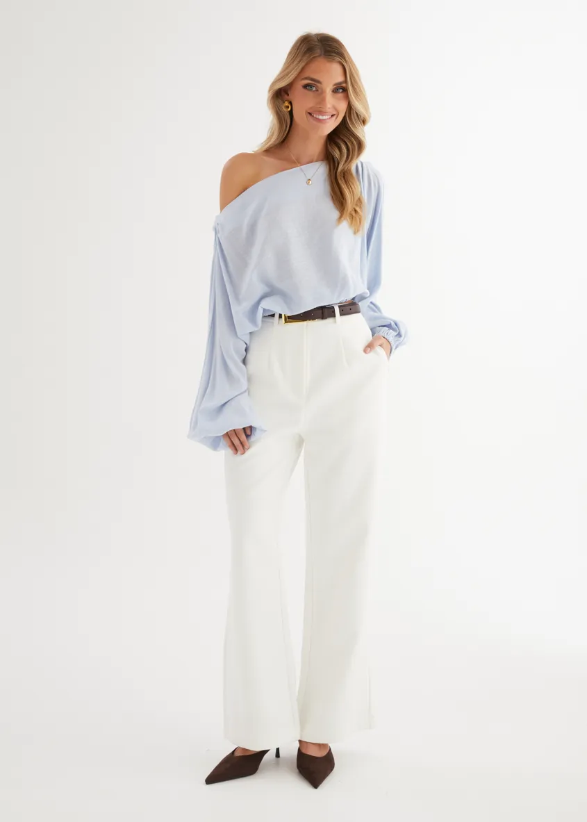 Marlowe Drop Shoulder Top - Light Blue sold by Gingham & Heels product image thumbnail 4