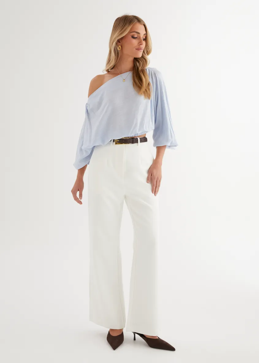Marlowe Drop Shoulder Top - Light Blue sold by Gingham & Heels product image thumbnail 5