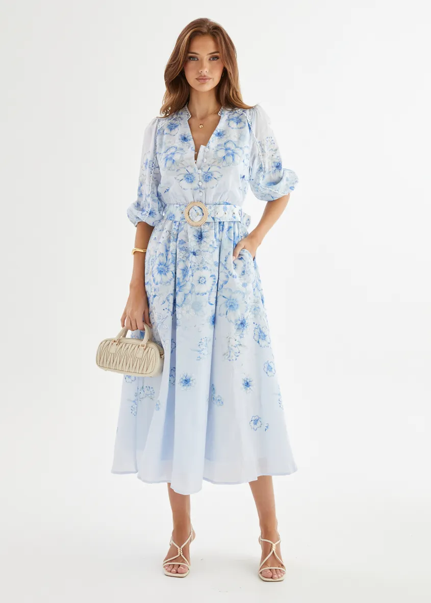 Lani Maxi Dress - Blue Flowers sold by Gingham & Heels