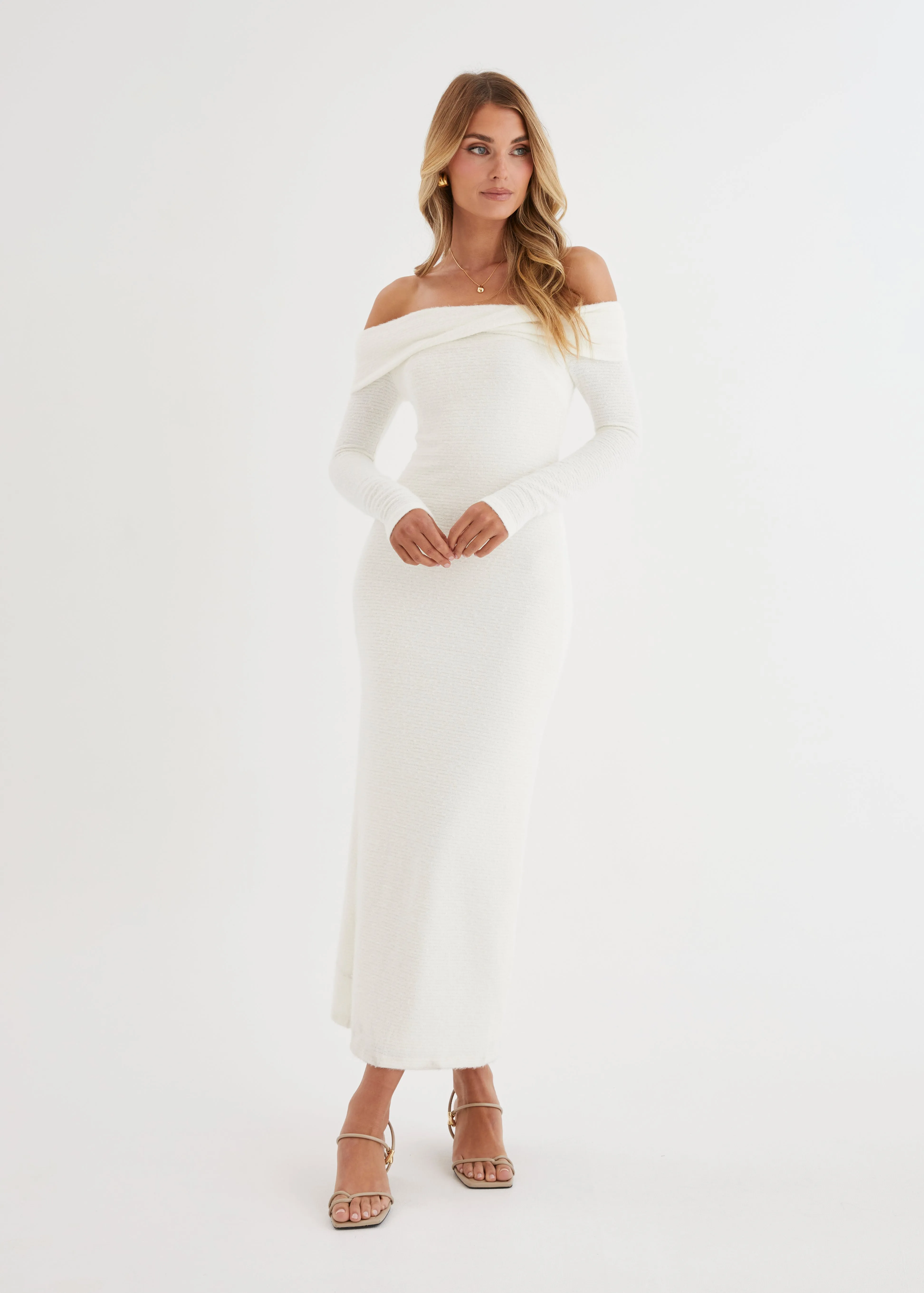 Ace Off Shoulder Maxi Dress - Cream sold by Gingham & Heels product image thumbnail 3
