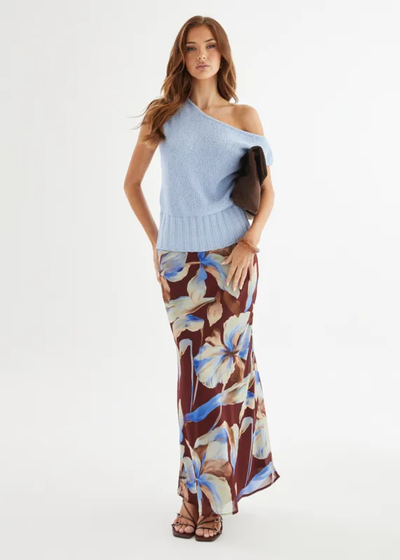 Milana Drop Shoulder Top - Blue sold by Gingham & Heels