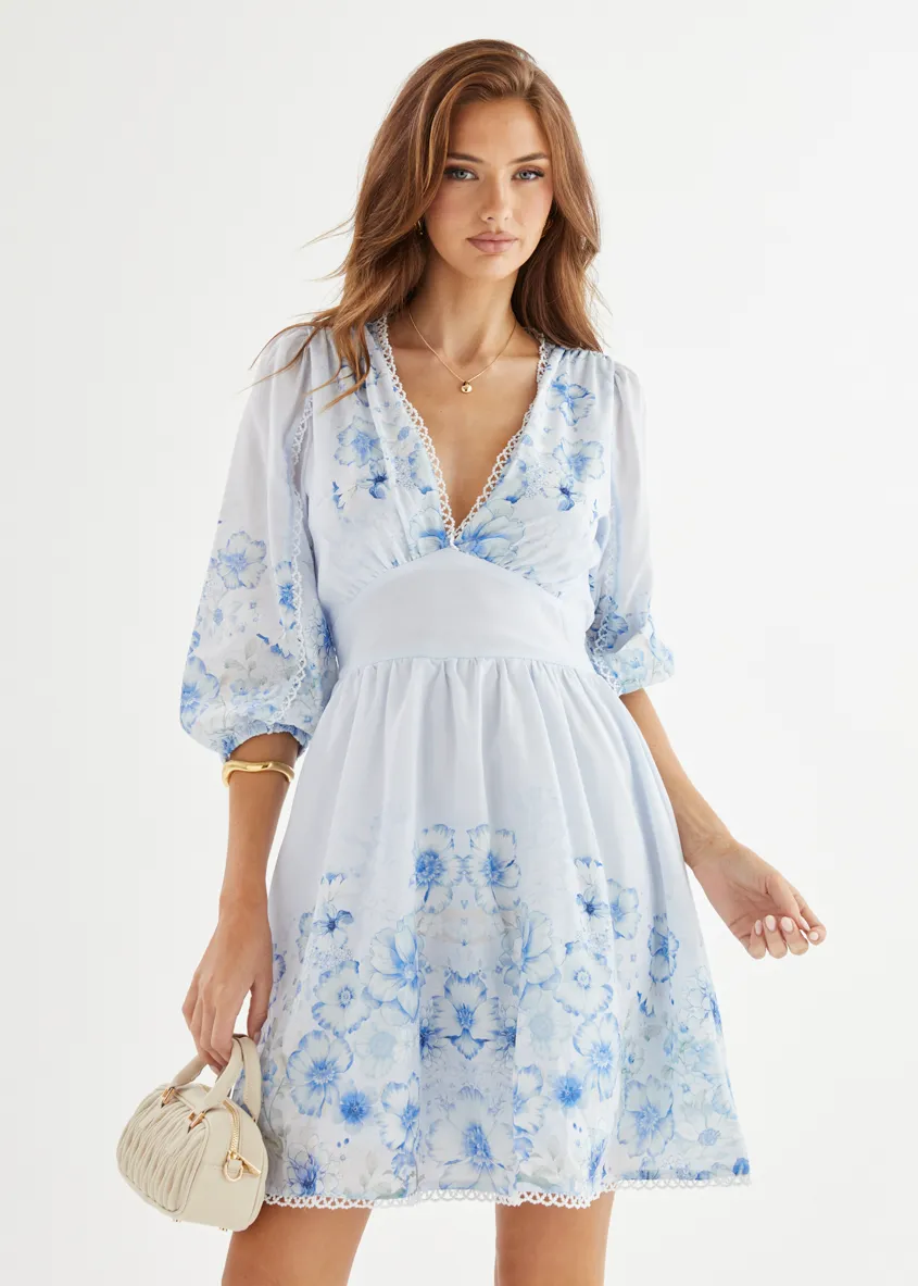 Layla Dress - Blue Flowers sold by Gingham & Heels product image thumbnail 4