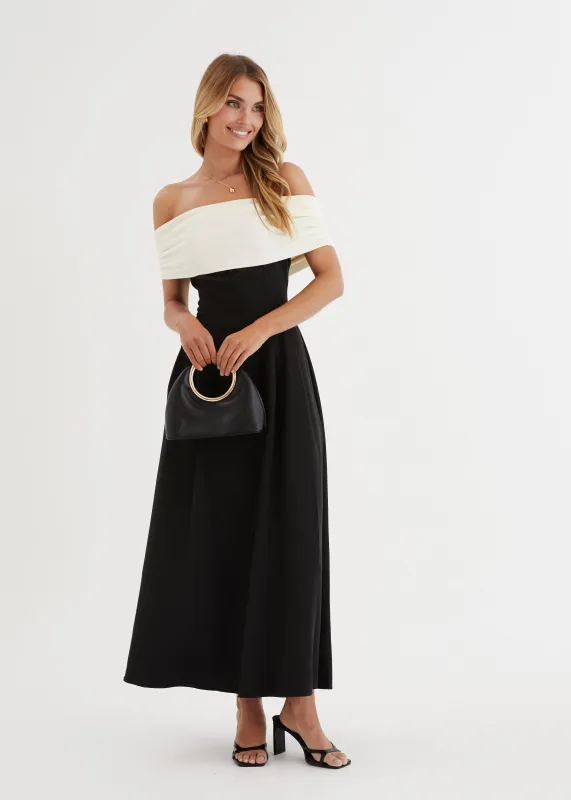 Alexiah Off Shoulder Maxi Dress - Black sold by Gingham & Heels