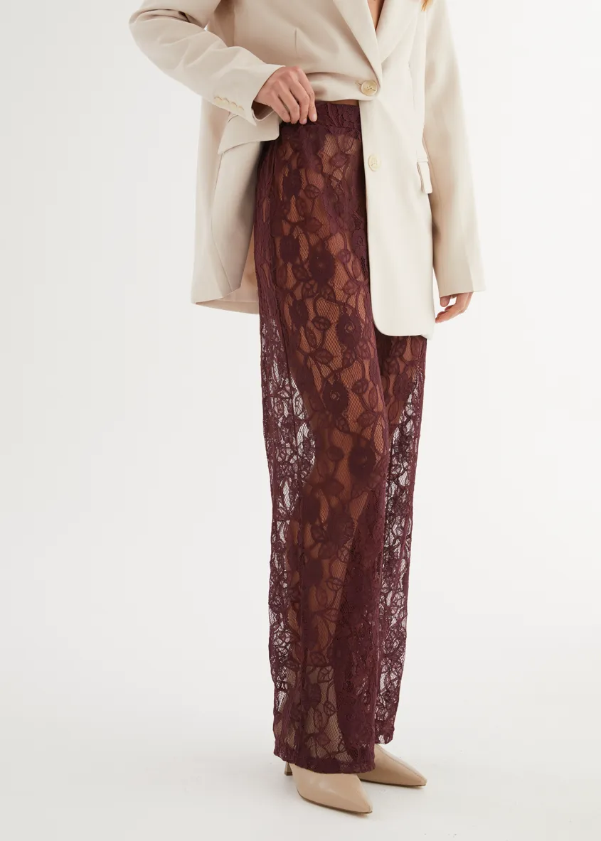 Wynter Lace Pants - Burgundy sold by Gingham & Heels product image thumbnail 5