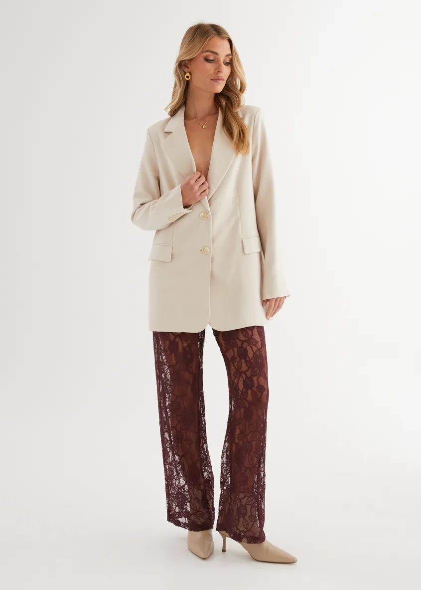 Wynter Lace Pants - Burgundy sold by Gingham & Heels product image thumbnail 2
