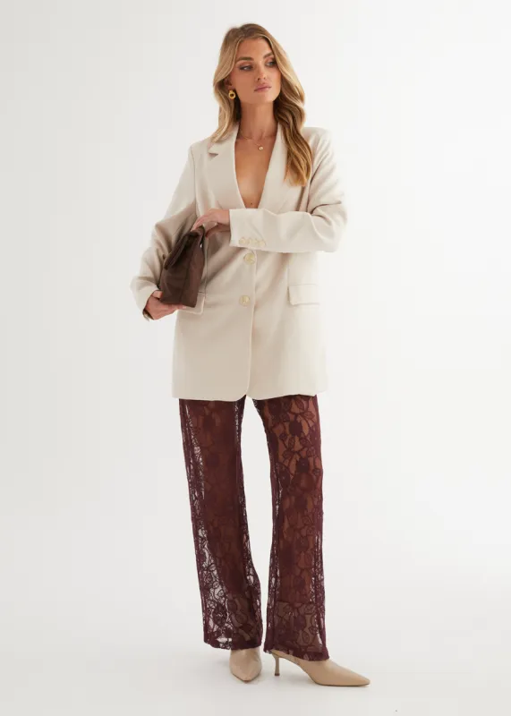 Wynter Lace Pants - Burgundy made by Gingham & Heels