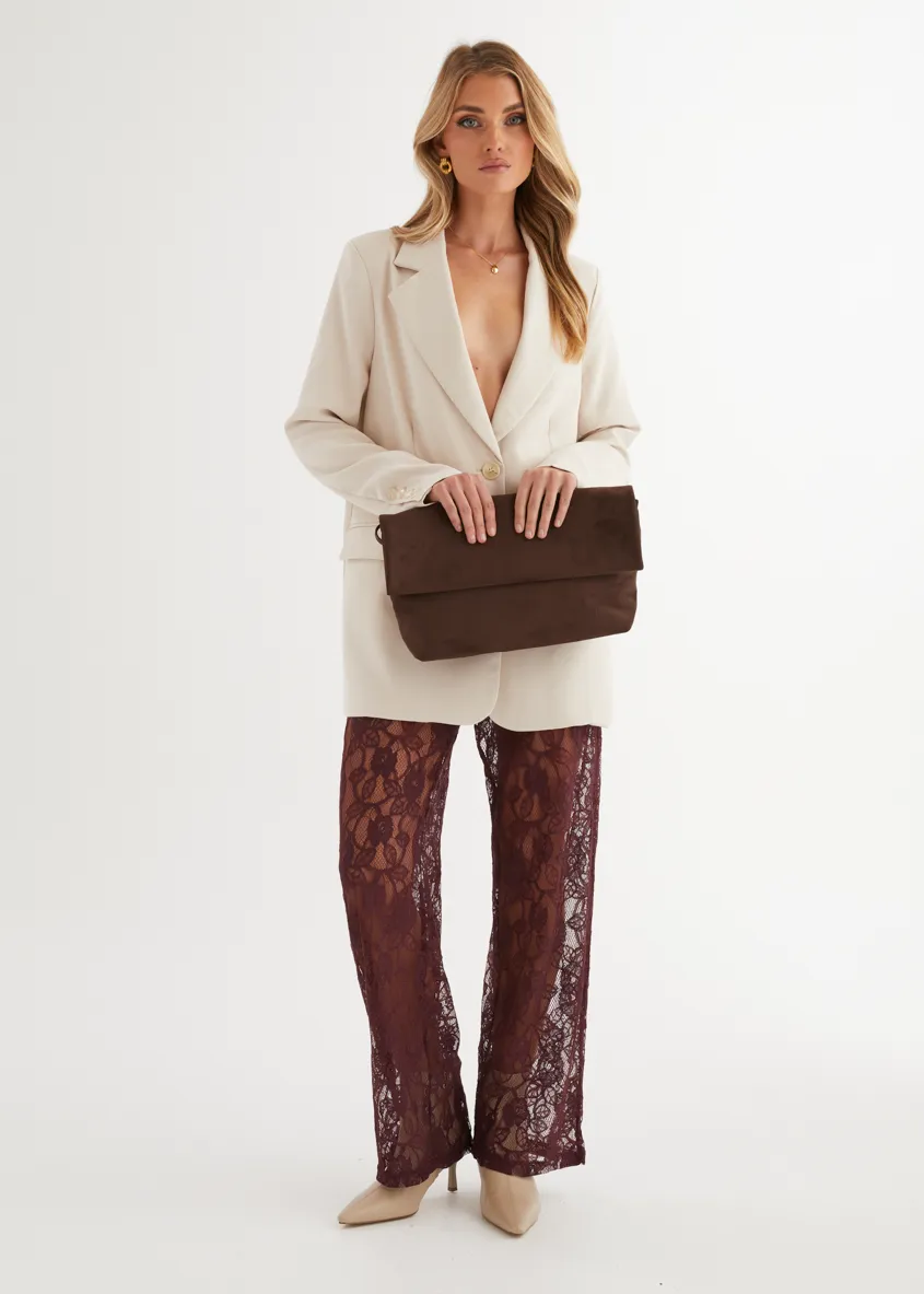 Wynter Lace Pants - Burgundy sold by Gingham & Heels product image thumbnail 3