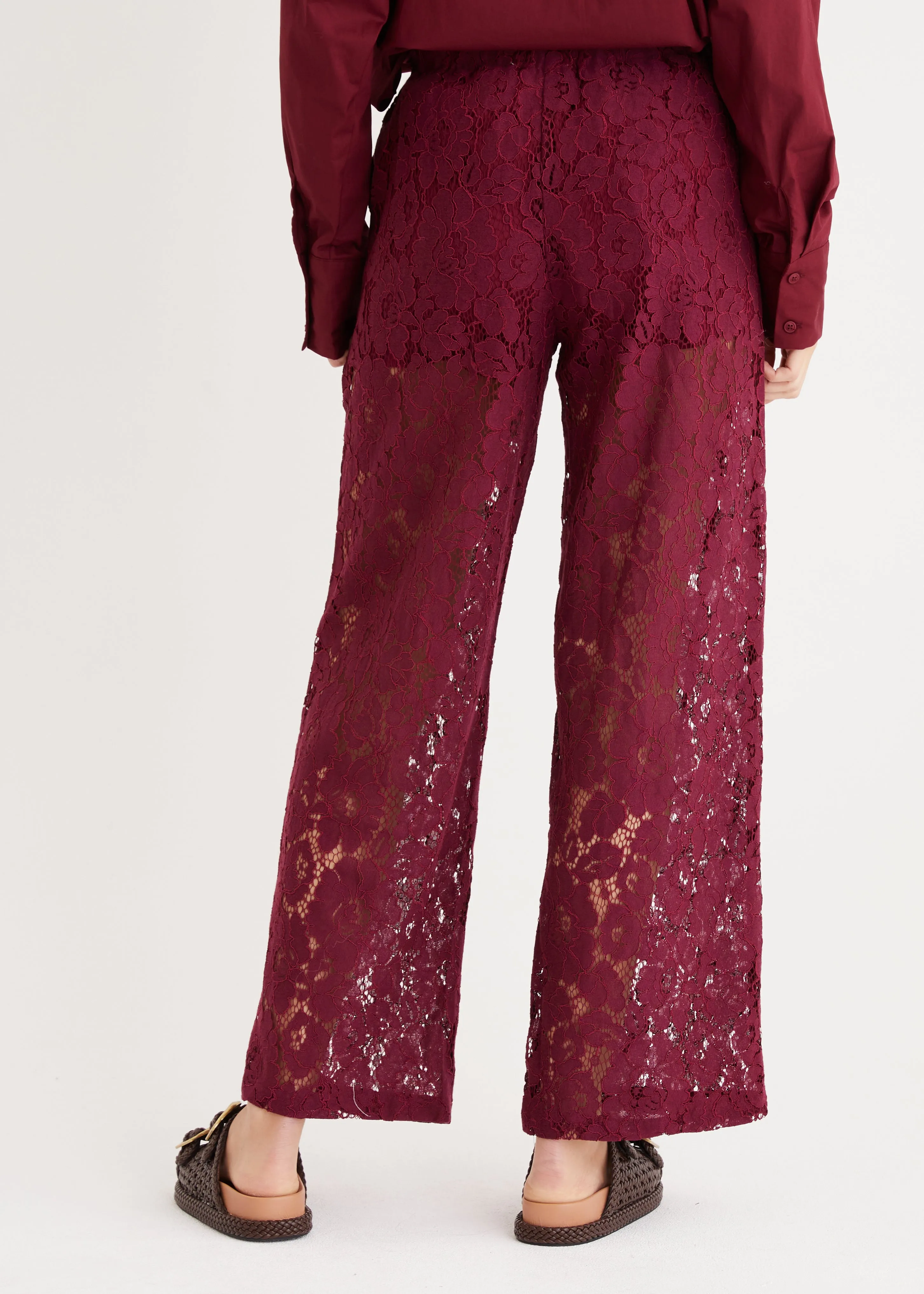 Amelia Lace Pants - Wine sold by Gingham & Heels product image thumbnail 5