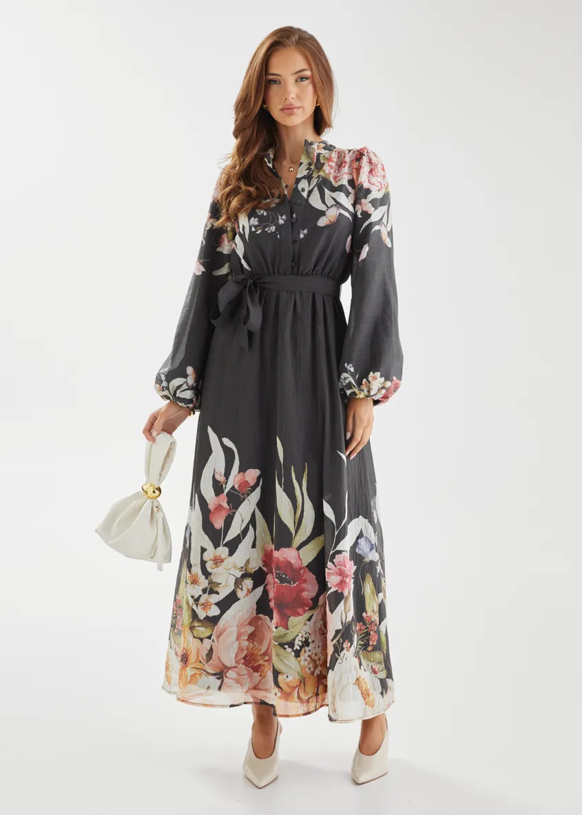 Tracie Maxi Dress - Black Garden sold by Gingham & Heels