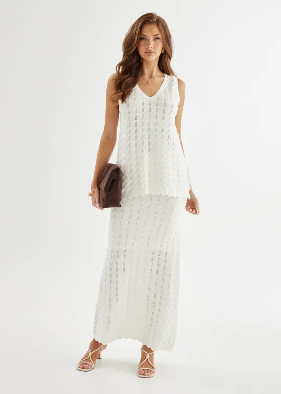 Nerida Knit Maxi Skirt - Off White sold by Gingham & Heels