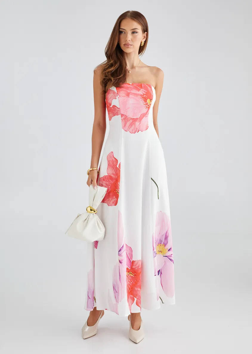 Jayde Strapless Maxi Dress - Pink Flowers sold by Gingham & Heels product image thumbnail 2