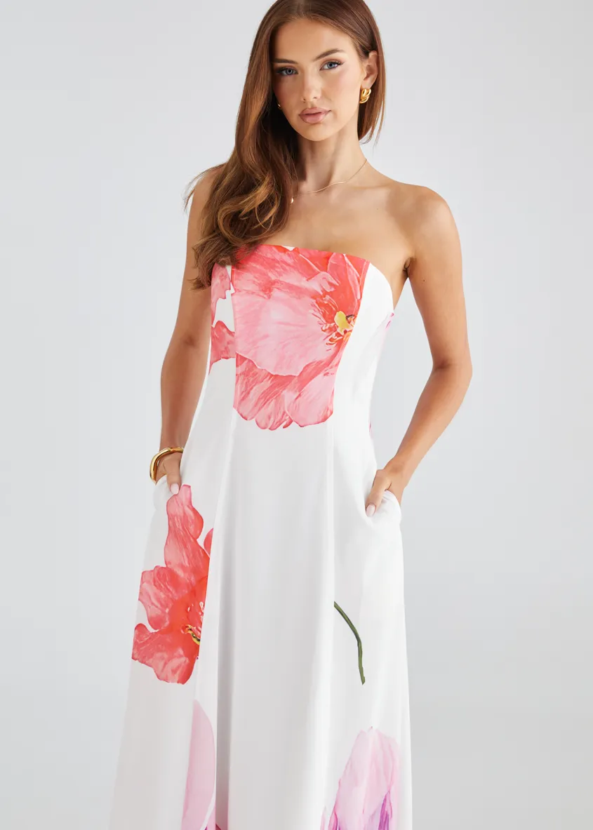 Jayde Strapless Maxi Dress - Pink Flowers sold by Gingham & Heels product image thumbnail 4