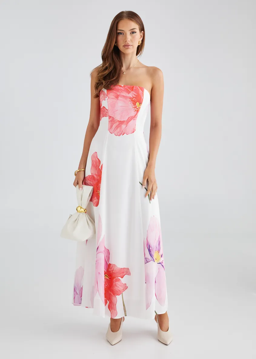 Jayde Strapless Maxi Dress - Pink Flowers sold by Gingham & Heels product image thumbnail 3