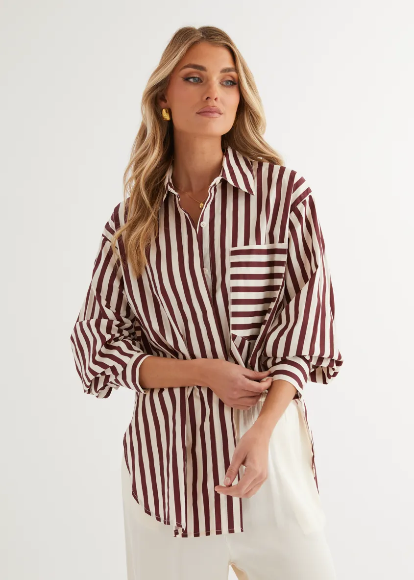 Lola Shirt - Berry Stripe sold by Gingham & Heels
