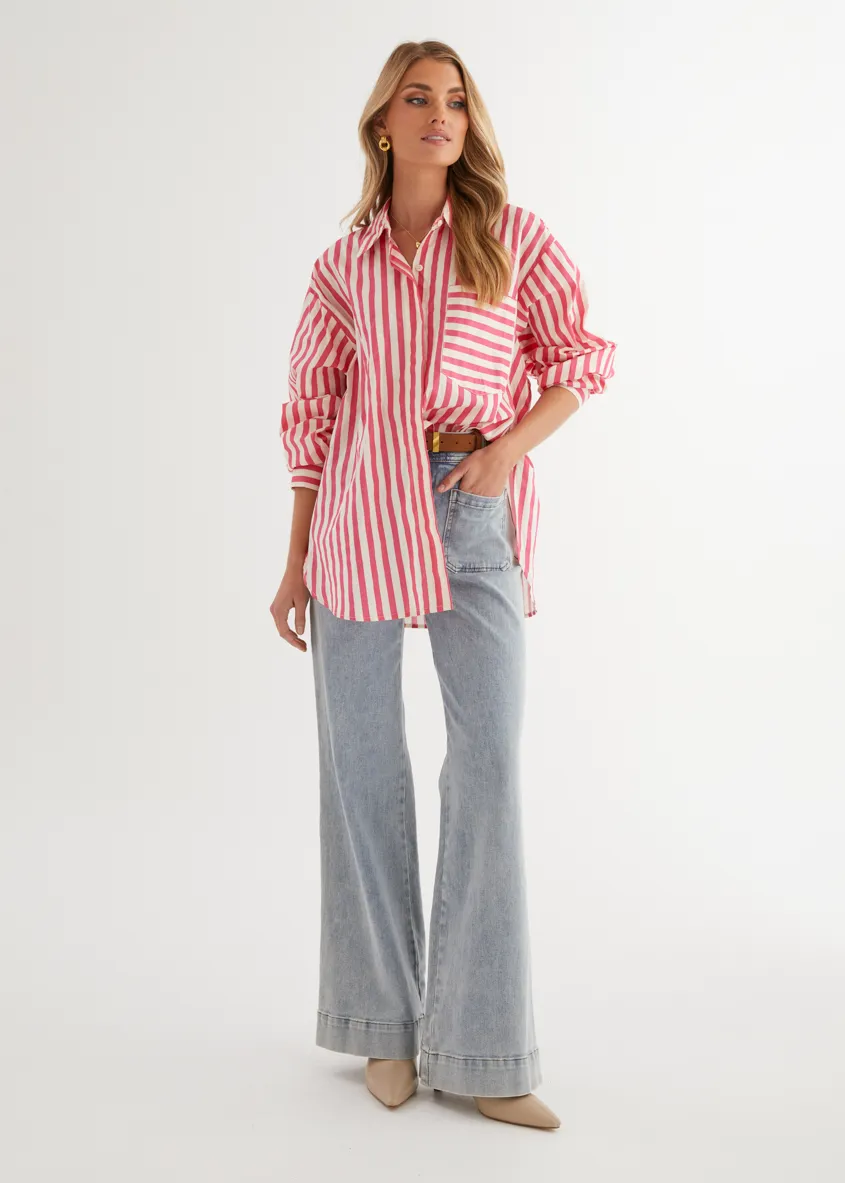 Lola Shirt - Pink Stripe sold by Gingham & Heels product image thumbnail 2