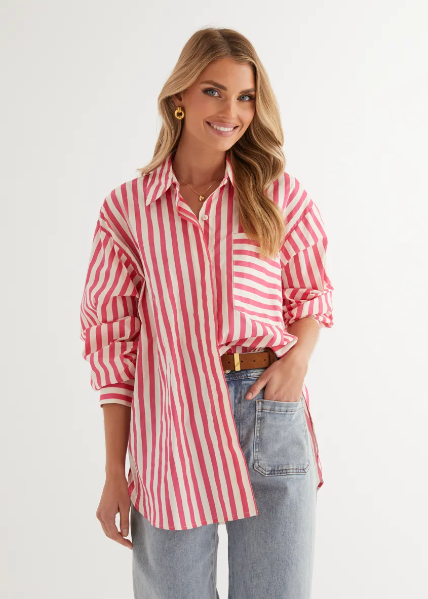 Lola Shirt - Pink Stripe sold by Gingham & Heels