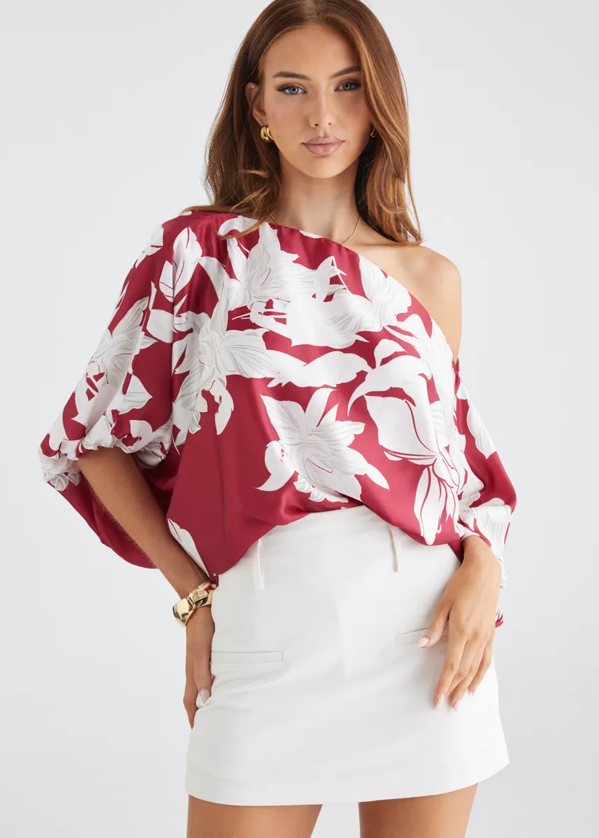 Maui Off Shoulder Top - Ruby Floral sold by Gingham & Heels product image thumbnail 3