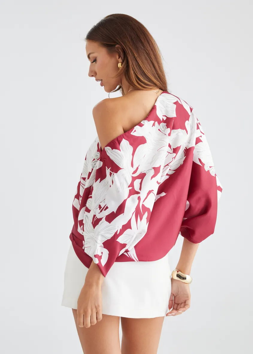 Maui Off Shoulder Top - Ruby Floral sold by Gingham & Heels product image thumbnail 5