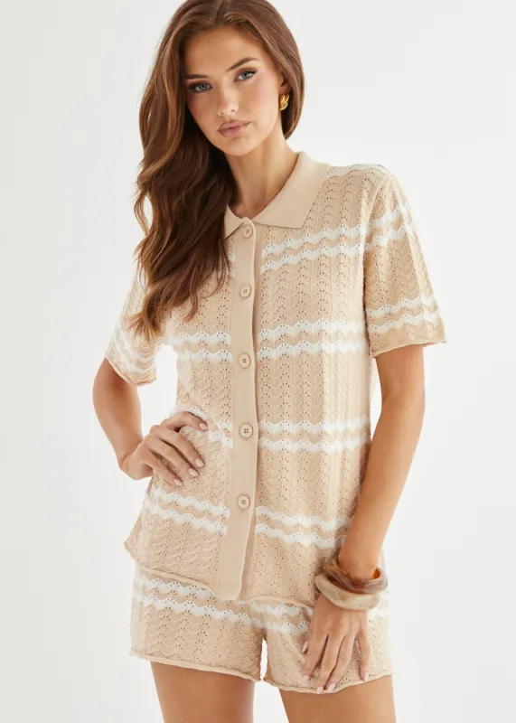 Mallorca Knit Top - Sand Stripe sold by Gingham & Heels