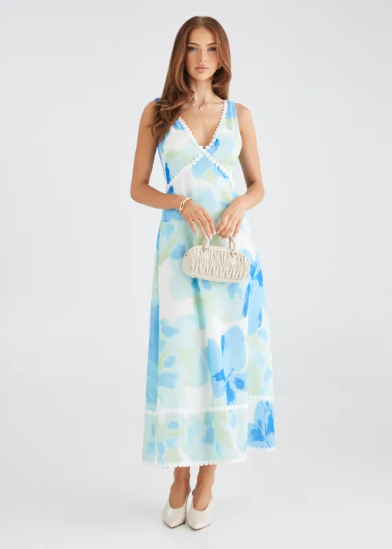 Atlas Maxi Dress - Blue Watercolour sold by Gingham & Heels