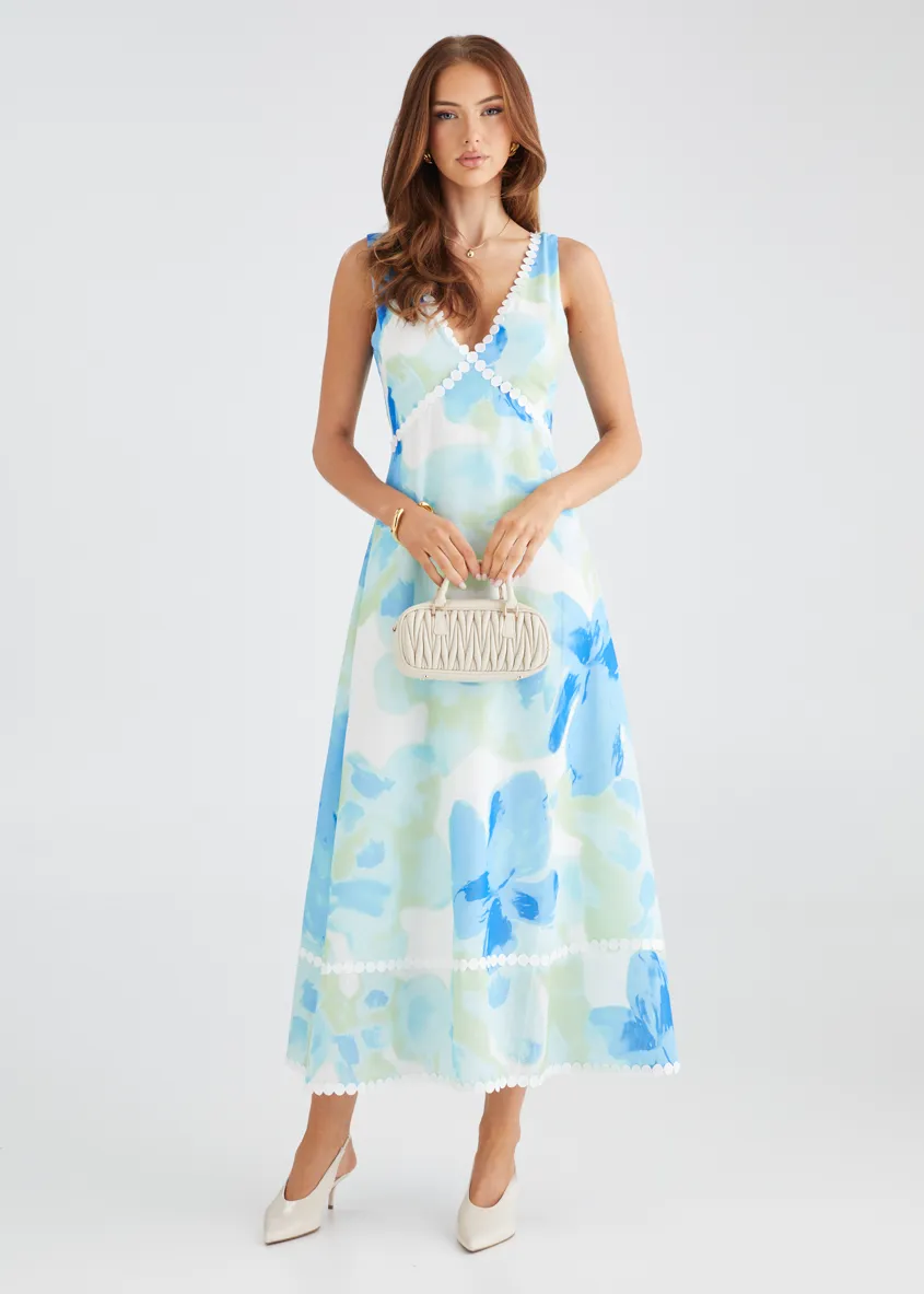Atlas Maxi Dress - Blue Watercolour sold by Gingham & Heels product image thumbnail 3
