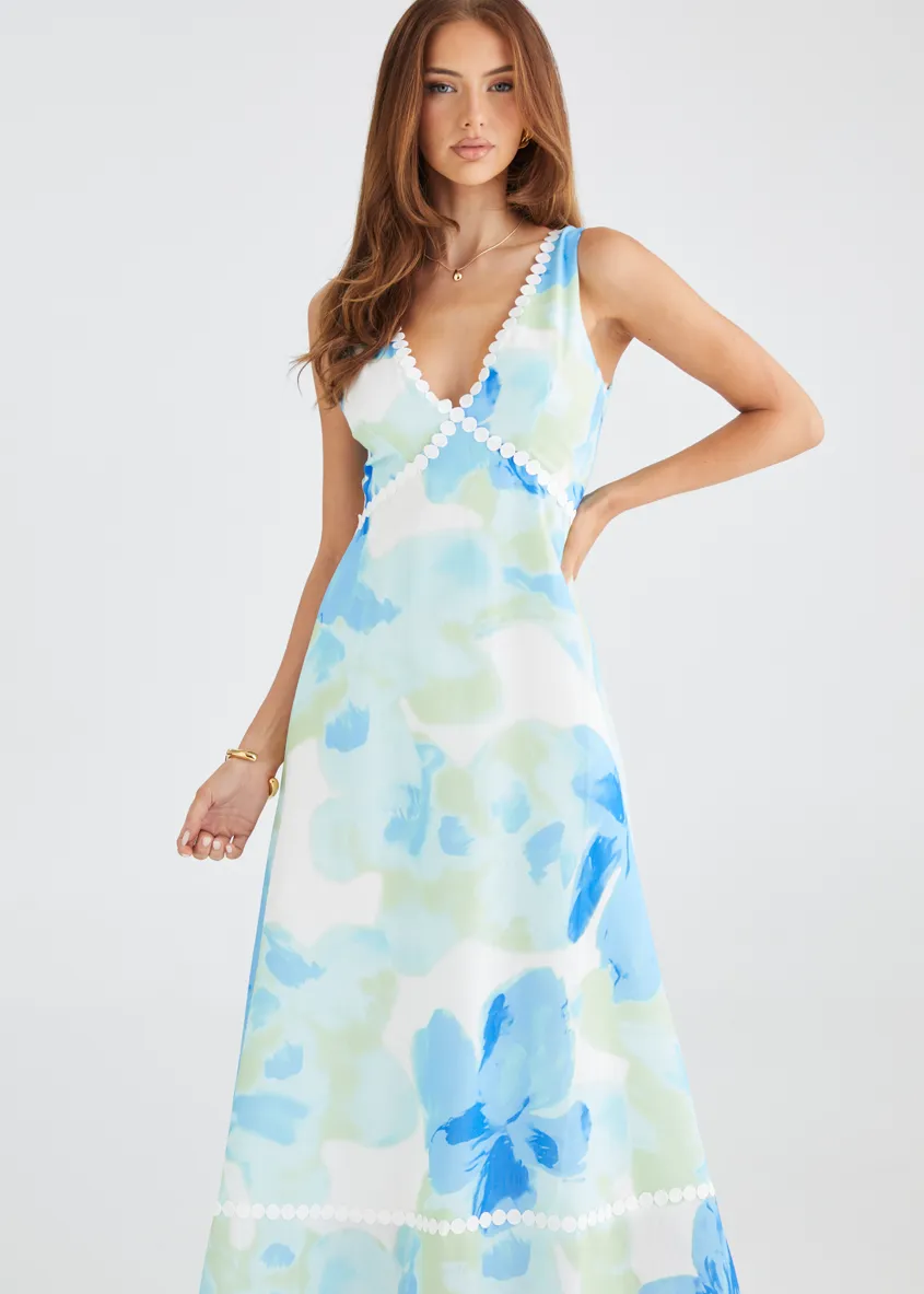 Atlas Maxi Dress - Blue Watercolour sold by Gingham & Heels product image thumbnail 2