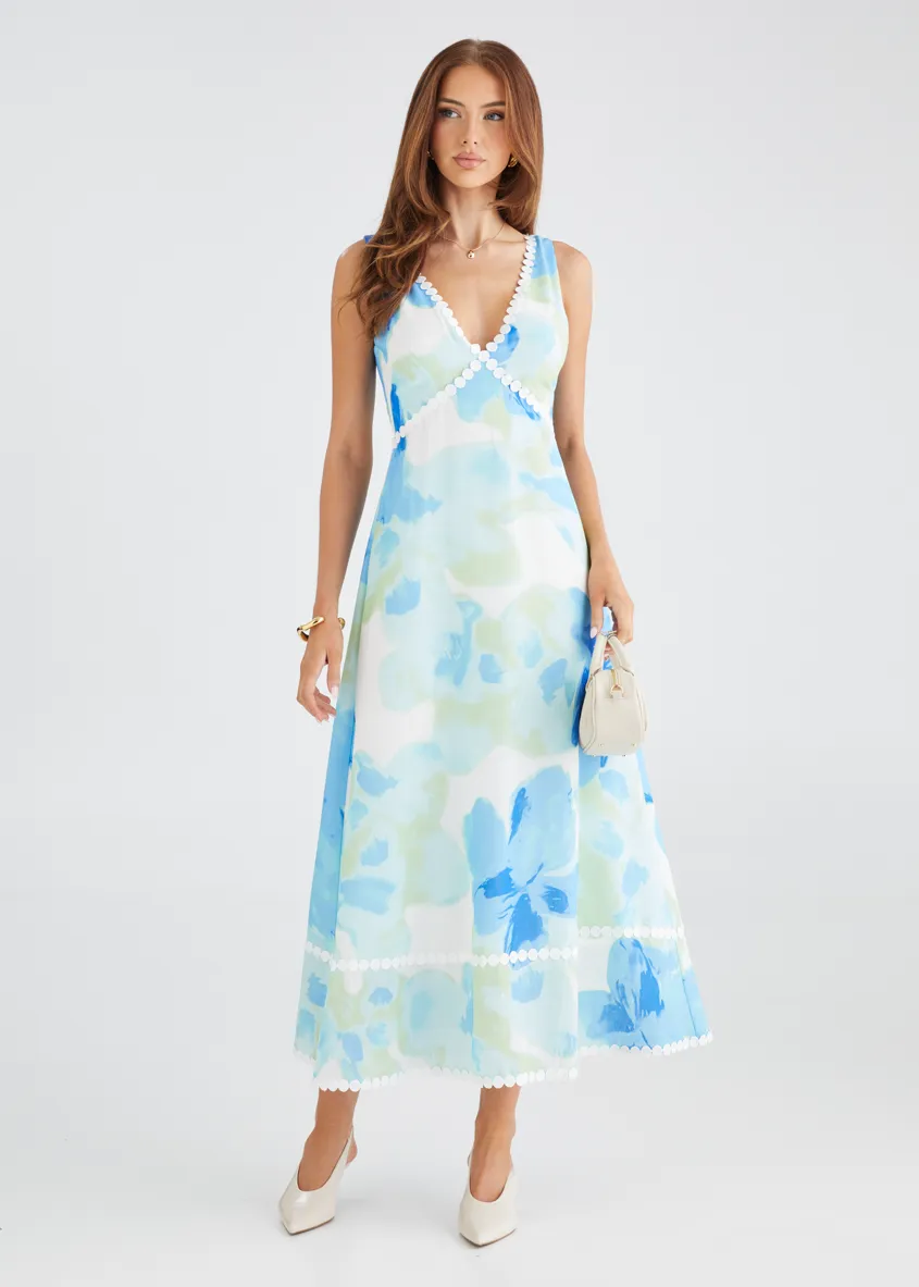 Atlas Maxi Dress - Blue Watercolour sold by Gingham & Heels product image thumbnail 5
