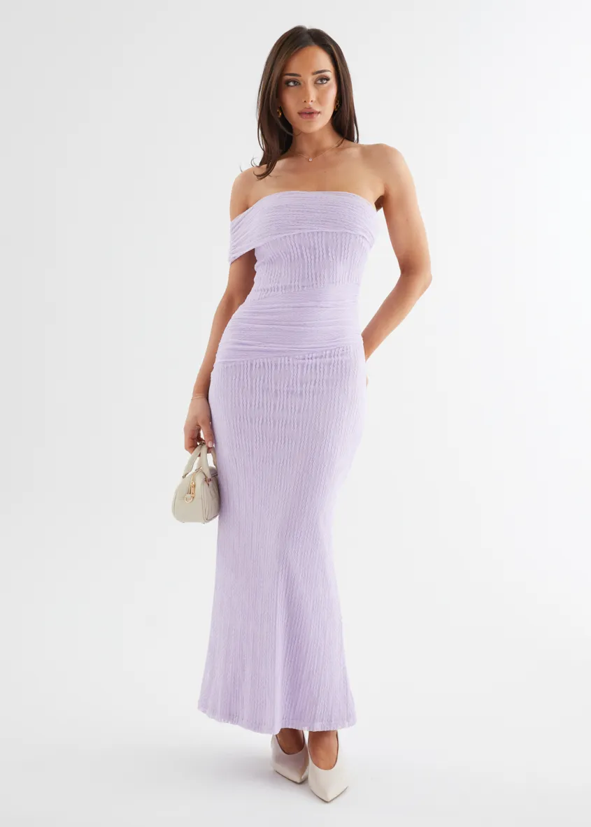 Allina Mesh Maxi Dress - Lilac Lace sold by Gingham & Heels
