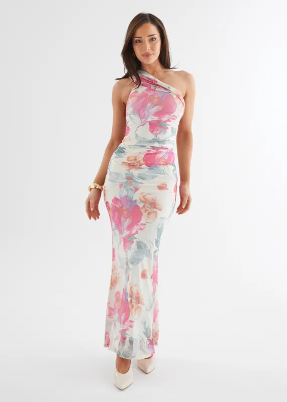 Allina Mesh Maxi Dress - Vanilla Floral sold by Gingham & Heels